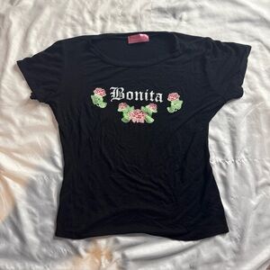 Bonita w/ Roses T-shirt Top by Rag Doll Women’s XS Lightweight Thin